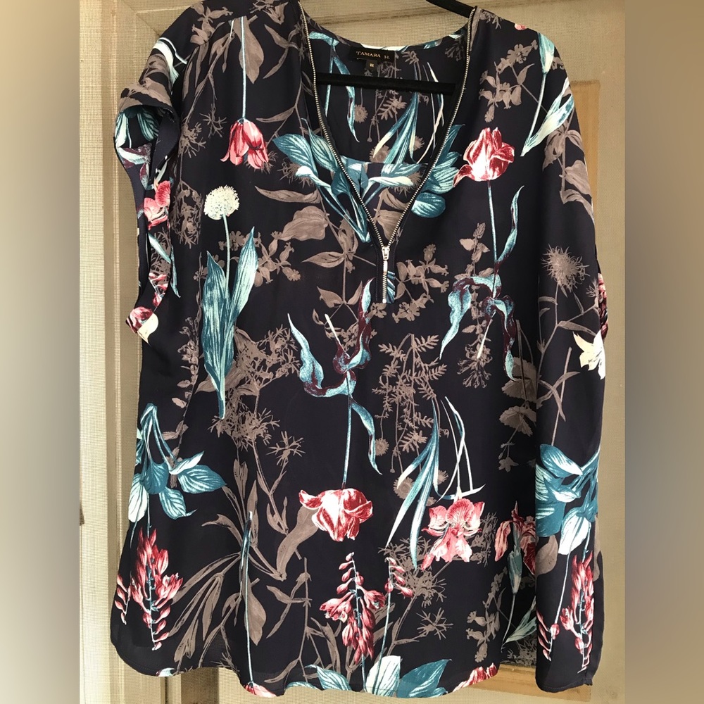 Tamara Plus Sized Navy Floral Shirt 3x